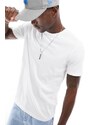 Hollister - T-shirt girocollo bianca con logo-Bianco