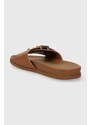 Tommy Hilfiger infradito in pelle TH HARDWARE LEATHER FLAT SANDAL donna colore marrone FW0FW07940
