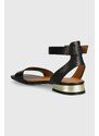 Tommy Hilfiger sandali in pelle TH HARDWARE FLAT SANDAL donna colore nero FW0FW07733