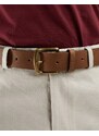 ASOS DESIGN - Cintura in pelle marrone vintage con fibbia oro brunito