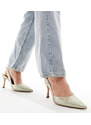 ASOS DESIGN Wide Fit - Samber 2 - Scarpe con tacco a spillo color oro glitterate con pianta larga e cinturino posteriore