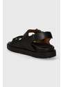 Tommy Hilfiger sandali in pelle TH HARDWARE LTHR SPORTY SANDAL donna colore nero FW0FW07736