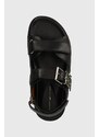 Tommy Hilfiger sandali in pelle TH HARDWARE LTHR SPORTY SANDAL donna colore nero FW0FW07736