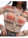 Topshop - Cardigan in maglia trasparente a righe multicolore