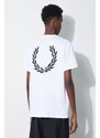 Fred Perry t-shirt in cotone Rear Powder Laurel Graphic Tee uomo colore bianco M7784.100