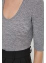 By Malene Birger maglietta in lana colore grigio