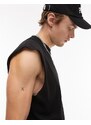 Topman - T-shirt oversize nera senza maniche-Nero