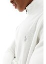 Polo Ralph Lauren - Maglione bianco sporco in cotone con zip corta e logo
