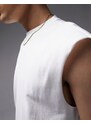 Topman - T-shirt oversize bianca senza maniche-Bianco