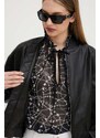 Custommade giacca in pelle stile bomber donna colore nero