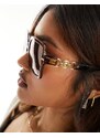 Versace - Occhiali da sole oversize squadrati marrone trasparente