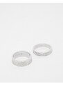 Icon Brand - Hyalus - Set di anelli in acciaio inossidabile color argento