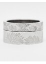 Icon Brand - Hyalus - Set di anelli in acciaio inossidabile color argento