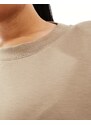 ASOS Curve ASOS DESIGN Curve - T-shirt in modal premium color pietra con spacco e arricciatura laterale-Nero