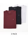 AllSaints - Tonic - Confezione da 3 T-shirt rossa, grigia e nera-Multicolore