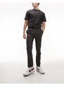 Topman - Pantaloni skinny eleganti antracite con fascia in vita elasticizzata-Grigio