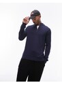 Topman - Essentials - Maglione blu navy con zip corta