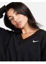 Nike - Felpa taglio corto nera con logo piccolo e scollo a V-Nero