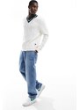 Tommy Jeans - Maglione a trecce vestibilità classica bianco con scollo a V