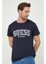 Guess t-shirt in cotone uomo colore blu navy con applicazione