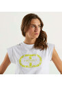 Twinset t-shirt con oval-T bianca e lime