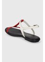 Tommy Hilfiger sandali in pelle TH FLAT SANDAL donna colore blu navy FW0FW07930