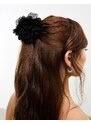True Decadence - Fermaglio per capelli nero con fiore oversize