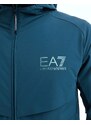 Armani - EA7 - Giacca a vento con cappuccio in nylon blu medio con logo in coordinato
