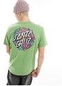 Santa Cruz - T-shirt verde con stampa di rose sulla schiena