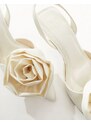 ASOS DESIGN - Sia - Scarpe con tacco medio e cinturino posteriore avorio con fiore-Bianco
