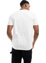 Timberland - T-shirt bianco sporco con scritta piccola del logo