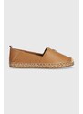 Tommy Hilfiger espadrillas in pelle TH LEATHER FLAT ESPADRILLE colore marrone FW0FW07720