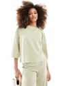 Y.A.S - T-shirt oversize in maglia di jersey verde a quadri in coordinato-Multicolore