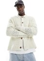 Abercrombie & Fitch - Camicia giacca color crema in maglia all'uncinetto-Bianco