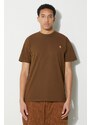Carhartt WIP t-shirt in cotone S/S American Script T-Shirt uomo colore marrone con applicazione I029956.1ZDXX