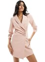 Miss Selfridge - Vestito blazer rosa polvere con dettaglio arricciato