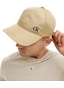 Calvin Klein - Saffiano - Cappellino con visiera color travertino con "CK" in metallo-Neutro