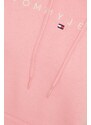 Tommy Jeans felpa donna colore rosa con cappuccio con applicazione