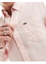 Lacoste - Camicia in lino a maniche lunghe rosa