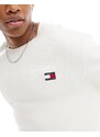 Tommy Jeans - Felpa girocollo bianca comoda con stemma del logo piccolo-Bianco