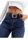 ASOS DESIGN - Cintura da jeans per vita e fianchi nera con fibbia squadrata arrotondata-Nero