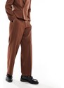 ASOS DESIGN - Pantaloni da abito a fondo ampio marroni-Marrone
