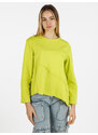 Wendy Trendy T-shirt Donna Oversize a Manica Lunga In Cotone Verde Taglia Unica