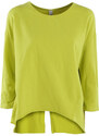 Wendy Trendy T-shirt Donna a Manica Lunga Con Spacco Dietro Verde Taglia Unica