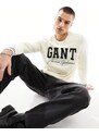GANT - Maglione color crema in cotone vestibilità comoda con logo stile college-Bianco