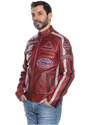 Leather Trend Motociclista Uomo - Biker Uomo Bordeaux in vera pelle Nappata