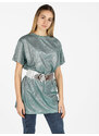 Solada Maxi T-shirt Donna Con Glitter Manica Corta Verde Taglia S/m