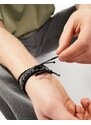 ASOS DESIGN - Confezione da 3 bracciali in corda neri con piuma-Nero
