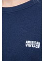 American Vintage felpa in cotone donna colore blu navy