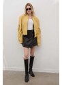 Gestuz giacca in pelle stile bomber donna colore giallo